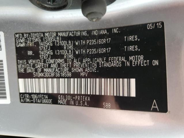 Photo 14 from auction – 2015 TOYOTA SIENNA LE with VIN 5TDKK3DC8FS618598
