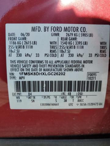 Photo 14 from auction – 2020 FORD EXPLORER X with VIN 1FMSK8DHXLGC26202