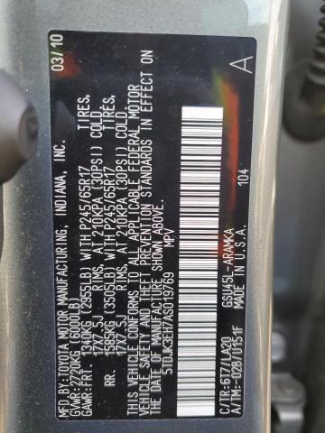 Photo 14 from auction – 2010 TOYOTA HIGHLANDER with VIN 5TDJK3EH7AS019769