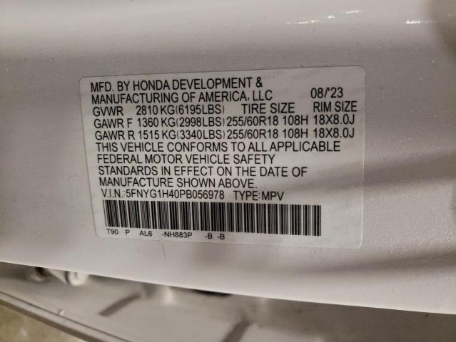 Photo 14 from auction – 2023 HONDA PILOT EXL with VIN 5FNYG1H40PB056978