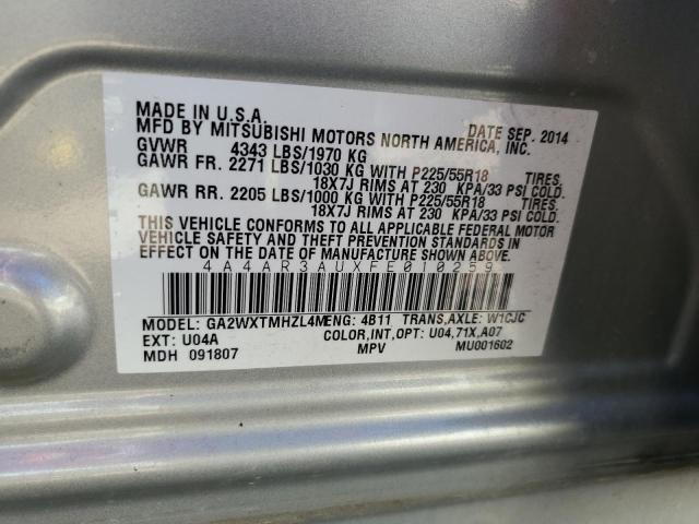 Photo 14 from auction – 2015 MITSUBISHI OUTLANDER with VIN 4A4AR3AUXFE010259