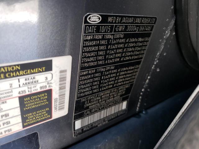 Photo 14 from auction – 2016 LAND ROVER RANGE ROVE with VIN SALWR2VF0GA637203