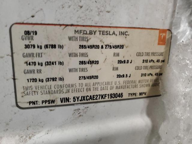 Photo 14 from auction – 2019 TESLA MODEL X with VIN 5YJXCAE27KF193046