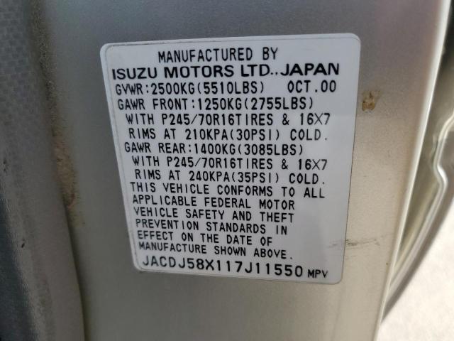 Photo 14 from auction – 2001 ISUZU TROOPER S with VIN JACDJ58X117J11550