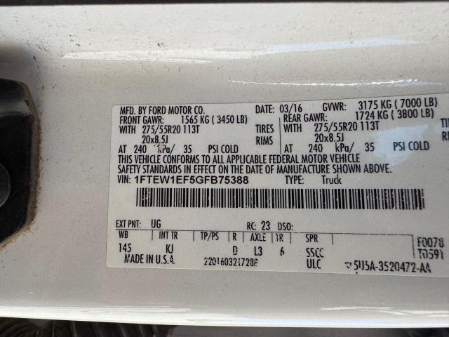 Photo 10 from auction – 2016 FORD F150 SUPER with VIN 1FTEW1EF5GFB75388