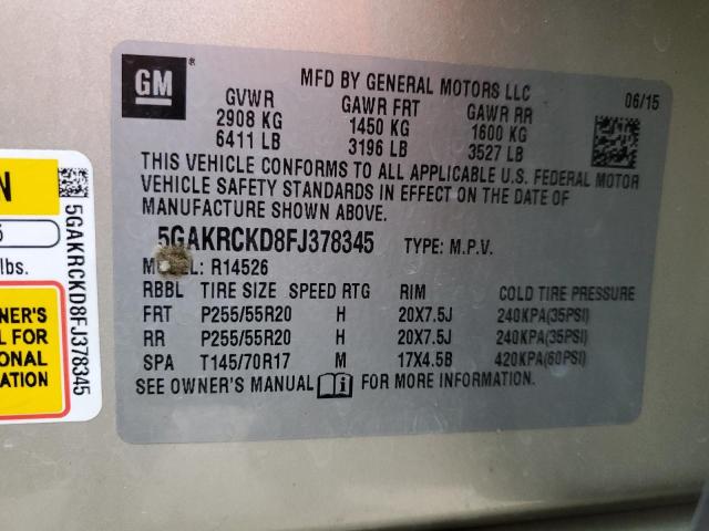 Photo 14 from auction – 2015 BUICK ENCLAVE with VIN 5GAKRCKD8FJ378345