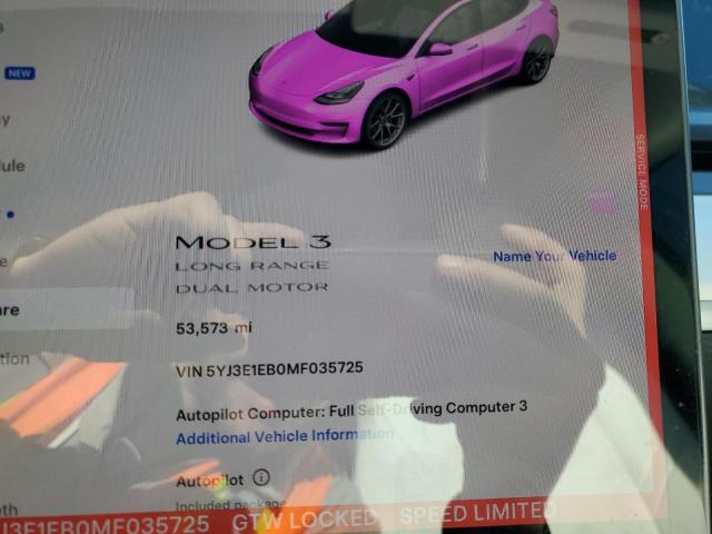 Photo 9 from auction – 2021 TESLA MODEL 3 with VIN 5YJ3E1EB0MF035725