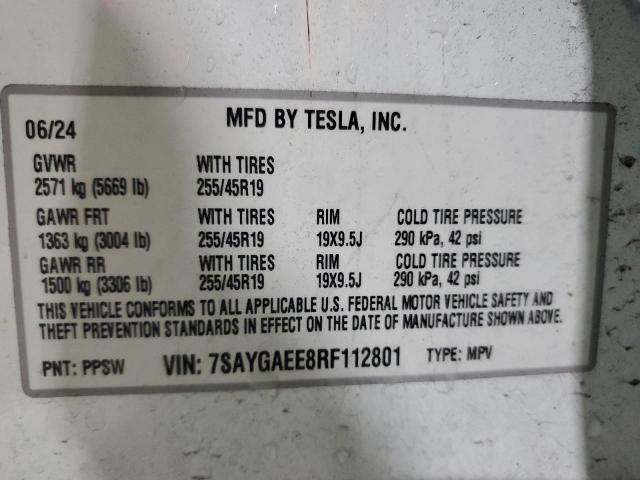 Photo 14 from auction – 2024 TESLA MODEL Y with VIN 7SAYGAEE8RF112801