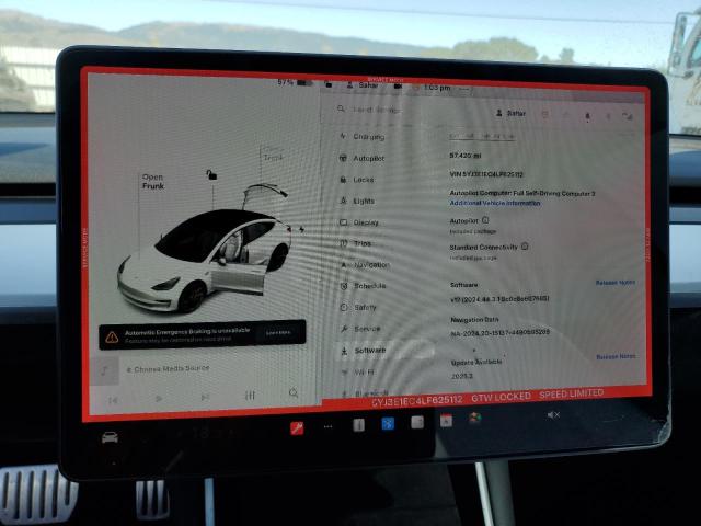 Photo 9 from auction – 2020 TESLA MODEL 3 with VIN 5YJ3E1EC4LF625112