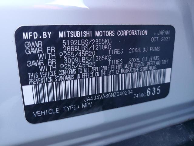 Photo 14 from auction – 2022 MITSUBISHI OUTLANDER with VIN JA4J4VA86NZ040204