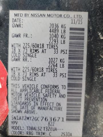 Photo 14 from auction – 2016 NISSAN ROGUE S with VIN 5N1AT2MT2GC763671