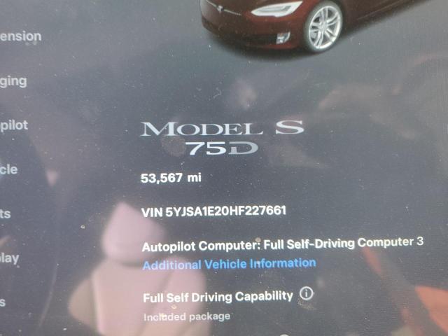 Photo 9 from auction – 2017 TESLA MODEL S with VIN 5YJSA1E20HF227661