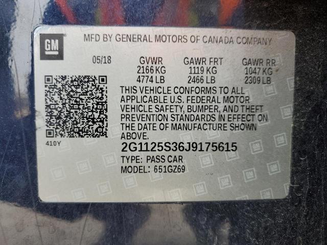 Photo 14 from auction – 2018 CHEVROLET IMPALA PRE with VIN 2G1125S36J9175615