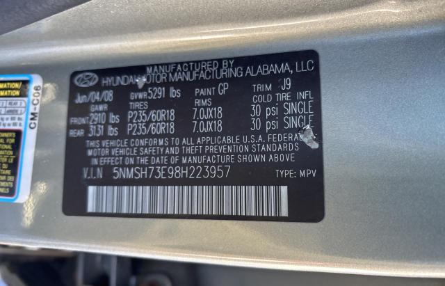 Photo 10 from auction – 2008 HYUNDAI SANTA FE S with VIN 5NMSH73E98H223957