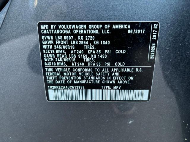 Photo 10 from auction – 2018 VOLKSWAGEN ATLAS with VIN 1V2HR2CA4JC512982