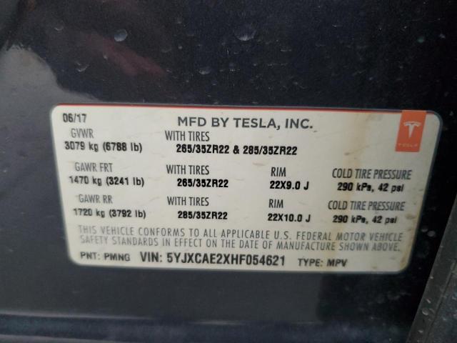 Photo 14 from auction – 2017 TESLA MODEL X with VIN 5YJXCAE2XHF054621
