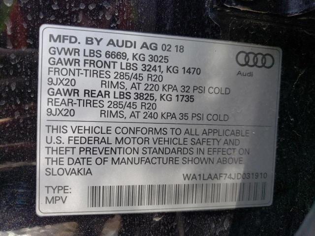 Photo 14 from auction – 2018 AUDI Q7 PREMIUM with VIN WA1LAAF74JD031910