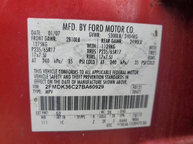 Снимка 14 от търг – 2007 FORD EDGE SE с VIN 2FMDK36C27BA60929