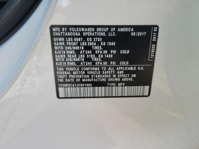 Photo 10 from auction – 2018 VOLKSWAGEN ATLAS with VIN 1V2HR2CA7JC501992