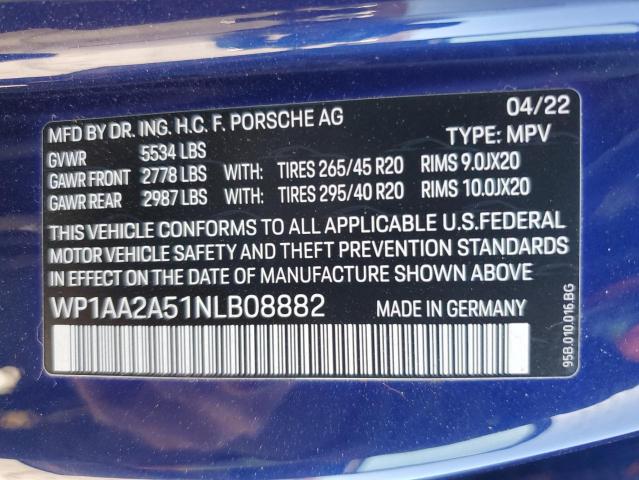 Photo 14 from auction – 2022 PORSCHE MACAN with VIN WP1AA2A51NLB08882