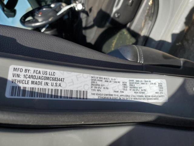 Photo 14 from auction – 2021 DODGE DURANGO SX with VIN 1C4RDJAG0MC683447