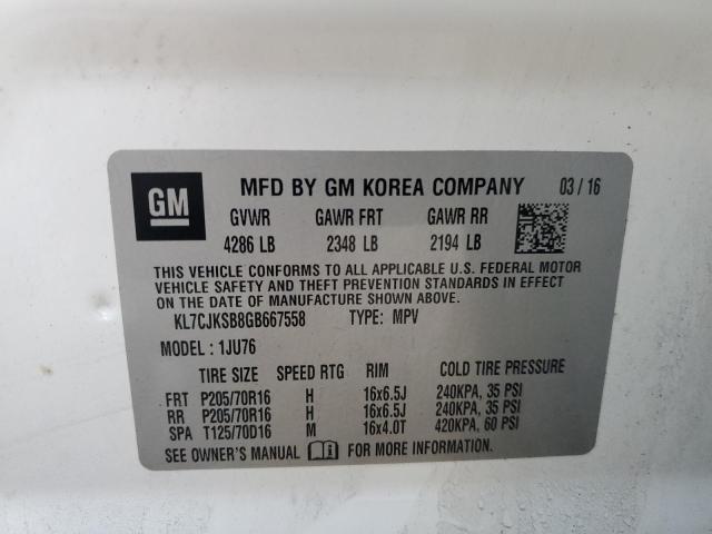 Photo 14 from auction – 2016 CHEVROLET TRAX LS with VIN KL7CJKSB8GB667558
