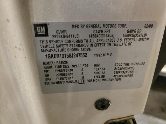 Photo 14 from auction – 2008 GMC ACADIA SLE with VIN 1GKER13758J247552