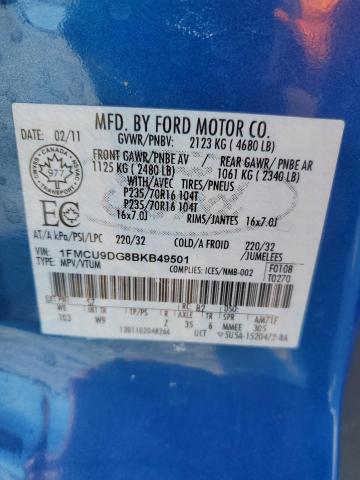 Photo 14 from auction – 2011 FORD ESCAPE XLT with VIN 1FMCU9DG8BKB49501