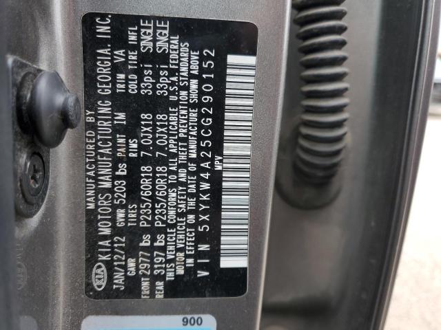 Photo 14 from auction – 2012 KIA SORENTO SX with VIN 5XYKW4A25CG290152