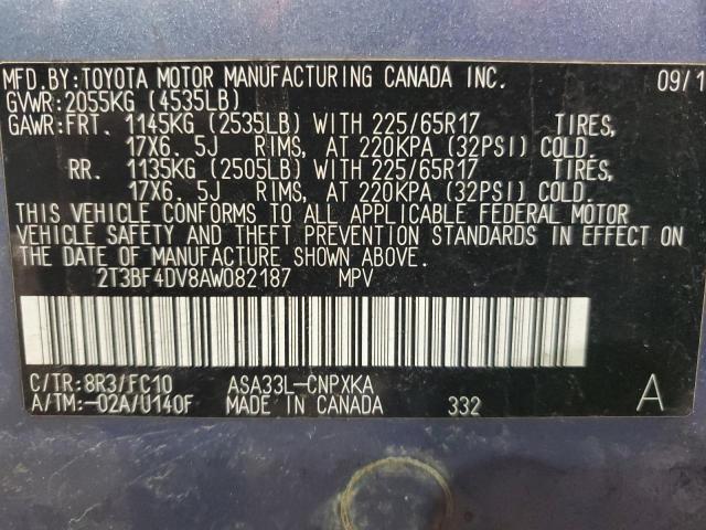 Photo 14 from auction – 2010 TOYOTA RAV4 with VIN 2T3BF4DV8AW082187