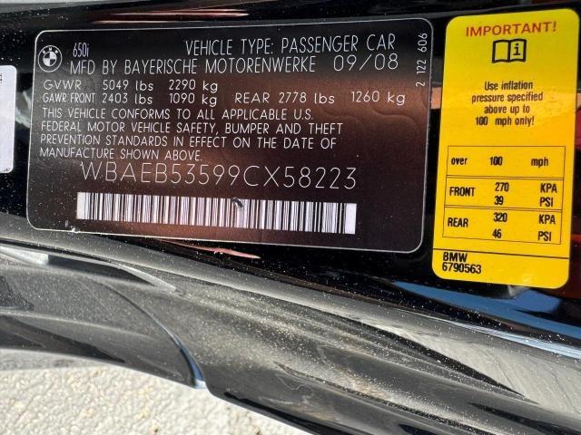 Photo 10 from auction – 2009 BMW 650 I with VIN WBAEB53599CX58223