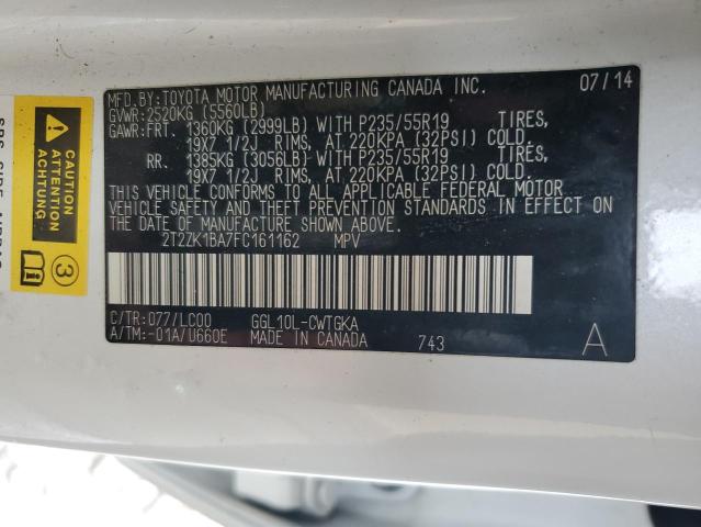 Photo 14 from auction – 2015 LEXUS RX 350 with VIN 2T2ZK1BA7FC161162