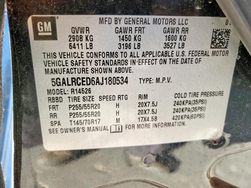 Фото 14 с аукциона – 2010 BUICK ENCLAVE CX с VIN 5GALRCED6AJ180534