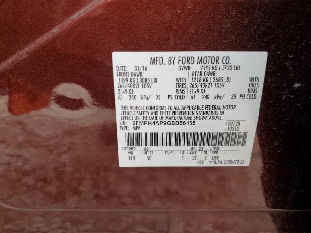 Photo 14 from auction – 2016 FORD EDGE SPORT with VIN 2FMPK4AP9GBB56165