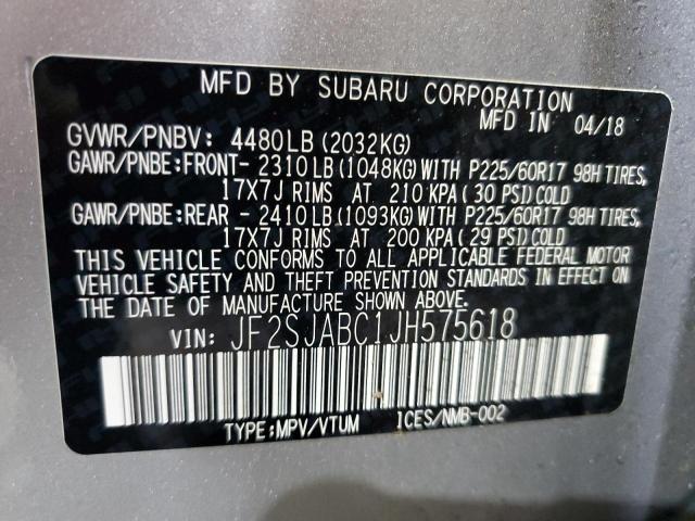Photo 14 from auction – 2018 SUBARU FORESTER 2 with VIN JF2SJABC1JH575618