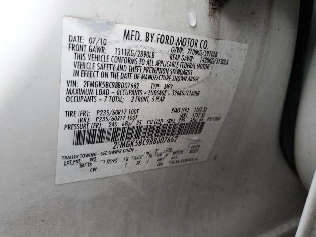 Photo 14 from auction – 2011 FORD FLEX SE with VIN 2FMGK5BC9BBD07662