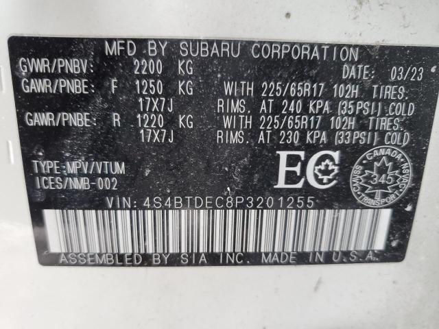 Photo 14 from auction – 2023 SUBARU OUTBACK TO with VIN 4S4BTDEC8P3201255