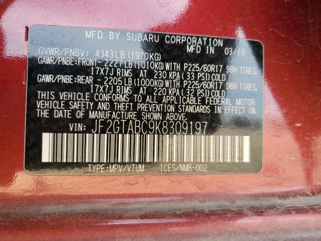 Photo 14 from auction – 2019 SUBARU CROSSTREK with VIN JF2GTABC9K8309197