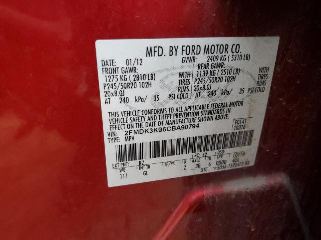 Photo 14 from auction – 2012 FORD EDGE LIMIT with VIN 2FMDK3K96CBA90794