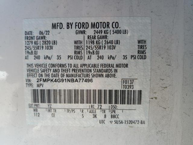 Photo 14 from auction – 2022 FORD EDGE SE with VIN 2FMPK4G91NBA77496
