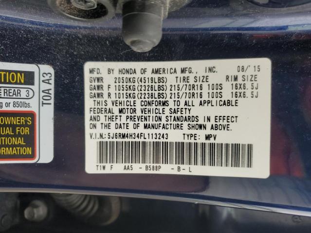Photo 14 from auction – 2015 HONDA CR-V LX with VIN 5J6RM4H34FL113243