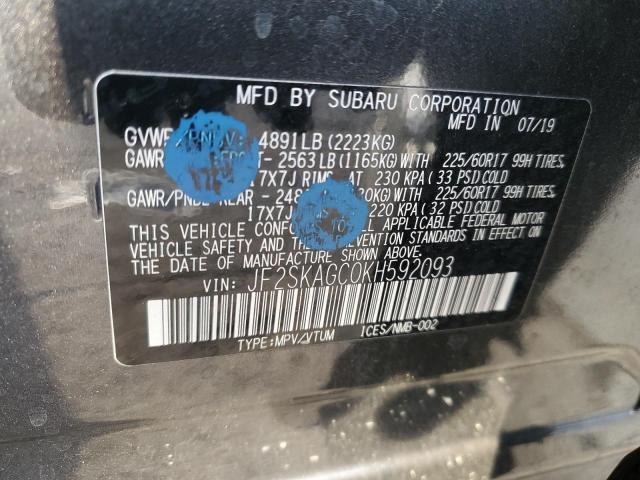 Photo 14 from auction – 2019 SUBARU FORESTER P with VIN JF2SKAGC0KH592093