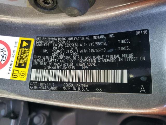 Photo 14 from auction – 2018 TOYOTA HIGHLANDER with VIN 5TDKZRFH0JS546845