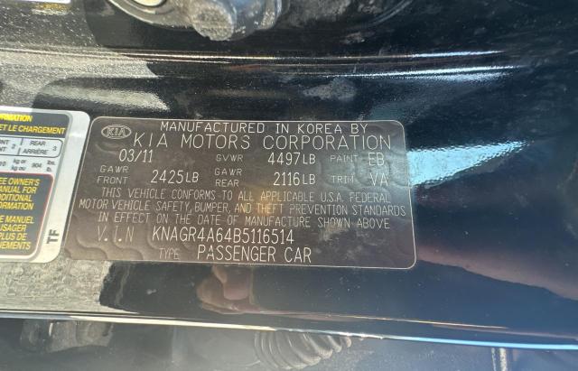 Photo 10 from auction – 2011 KIA OPTIMA SX with VIN KNAGR4A64B5116514