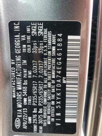 Photo 14 from auction – 2014 KIA SORENTO LX with VIN 5XYKTDA74EG461884