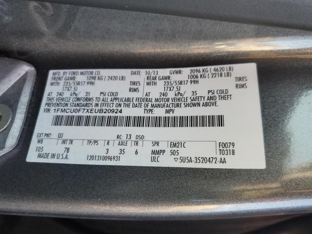 Photo 14 from auction – 2014 FORD ESCAPE S with VIN 1FMCU0F7XEUB20924
