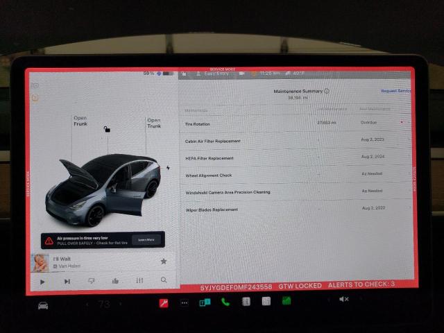 Photo 9 from auction – 2021 TESLA MODEL Y with VIN 5YJYGDEF0MF243558