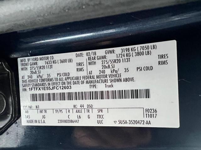 Photo 10 from auction – 2018 FORD F150 SUPER with VIN 1FTFX1E55JFC12603