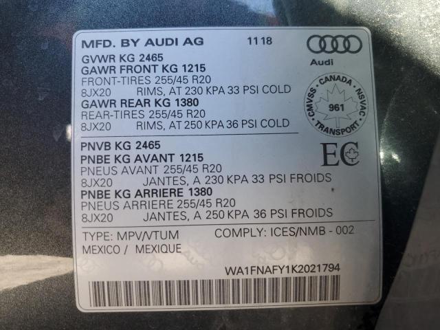 Photo 14 from auction – 2019 AUDI Q5 TECHNIK with VIN WA1FNAFY1K2021794