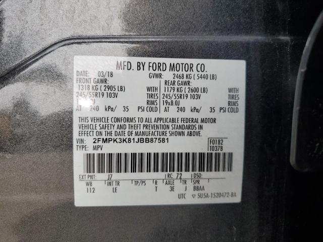 Photo 14 from auction – 2018 FORD EDGE TITAN with VIN 2FMPK3K81JBB87581
